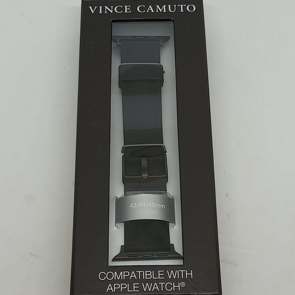 Vince Camuto 22mm Black Silicon Strap Fits Apple Watch 42/44/45mm